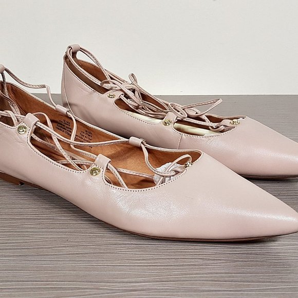 Halogen 'Owen' Pointy Toe Ghillie Flat Blush Leather Womens Size 9.5 M - Picture 1 of 10